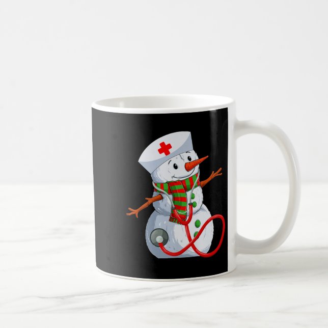 Snowman Nurse Christmas Stethoscope Nursing Scrub  Coffee Mug (Right)