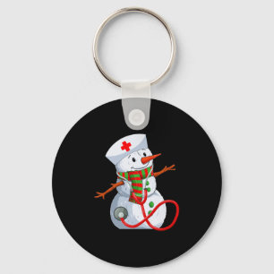 Snowman Nurse Christmas Stethoscope Nursing Scrub Key Ring