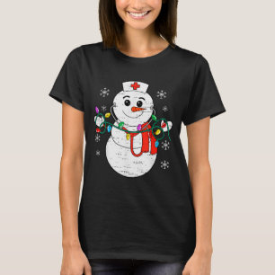 Snowman Nurse Christmas Stethoscope Xmas Scrub Top
