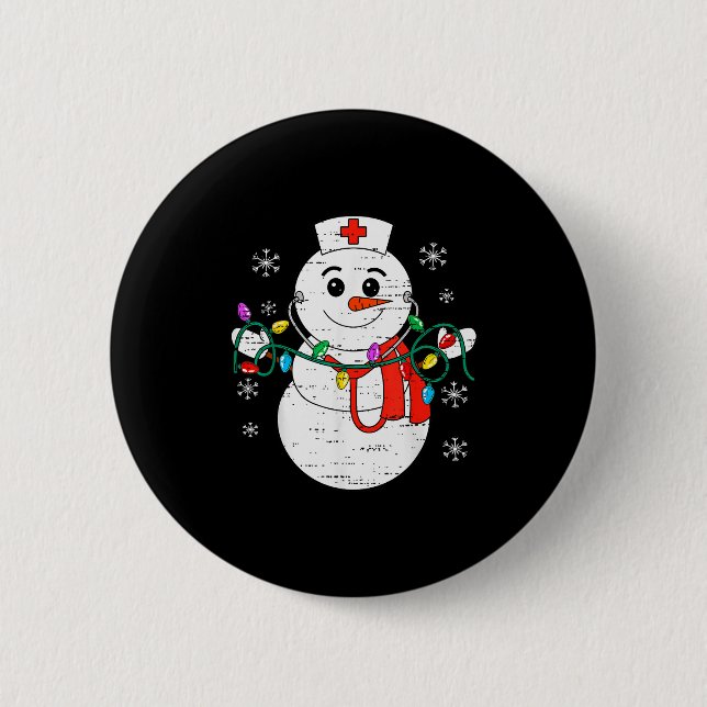 Snowman Nurse Christmas Stethoscope Xmas Scrub Top 6 Cm Round Badge (Front)