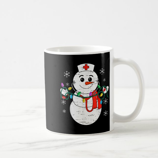 Snowman Nurse Christmas Stethoscope Xmas Scrub Top Coffee Mug (Right)