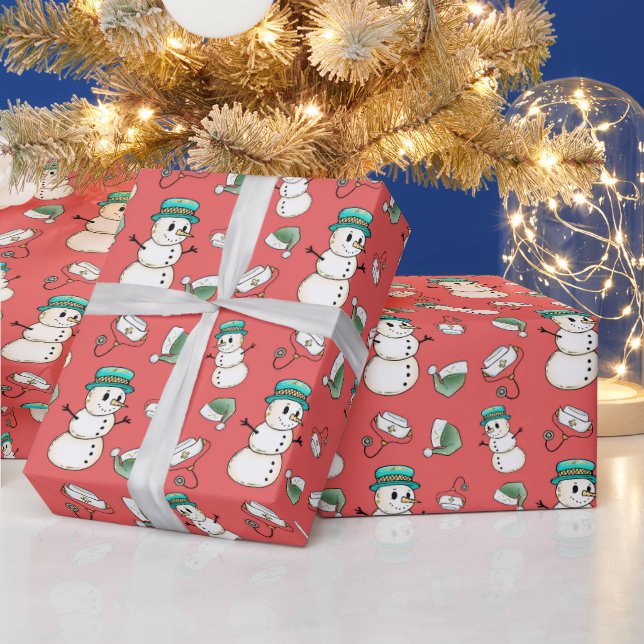 Snowman Nurse Wrapping Paper (Holidays)