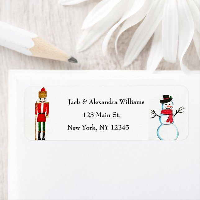 Snowman Nutcracker Cute Christmas Return Address (Insitu)