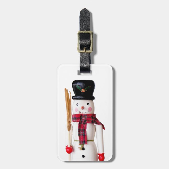 Snowman Nutcracker - Personalised Text Luggage Tag (Front Vertical)