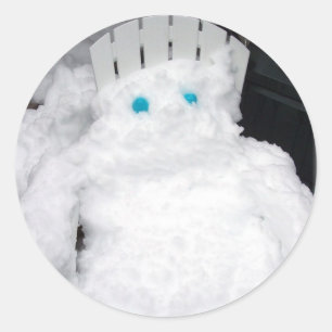 Snowman on a Break Classic Round Sticker