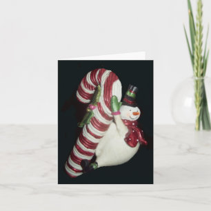 Snowman on a Candy Cane Photo Folded Note Card