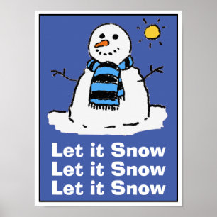 Snowman on a Sunny Winter's Day. Christmas Poster
