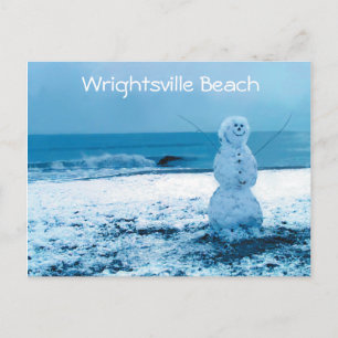 Snowman on Beach Postcard