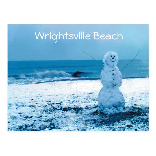 Snowman on Beach Postcard