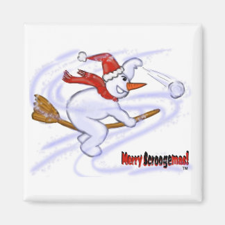 Snowman On Broom Magnet