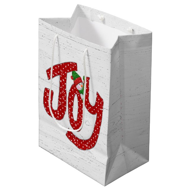 Snowman On Christmas Joy Medium Gift Bag (Front Angled)