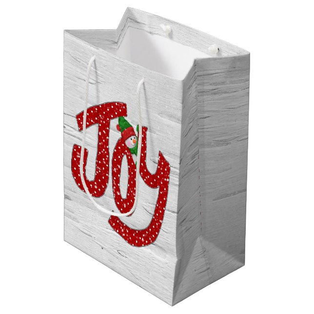 Snowman On Polka Dot Joy  Medium Gift Bag (Front Angled)