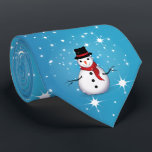 Snowman on Starry Blue Christmas Tie<br><div class="desc">A simple tasteful design for the look you want to create this season.</div>