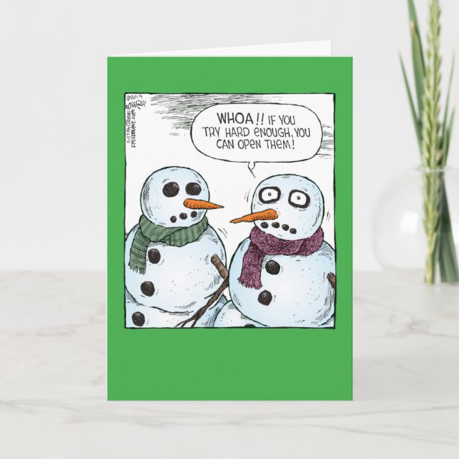 Snowman Open Eyes Christmas Humour Card (Front)