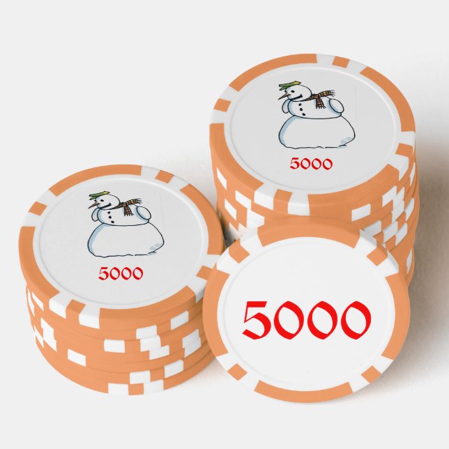 Snowman orange 5000 striped poker chip (Stack)