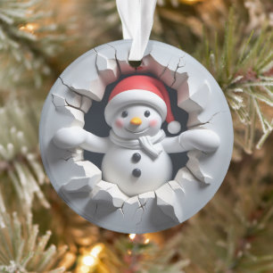 Snowman Ornament Back Festive Design