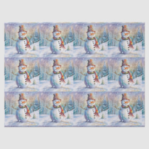 Snowman Outdoors In Snowfall Tissue Paper