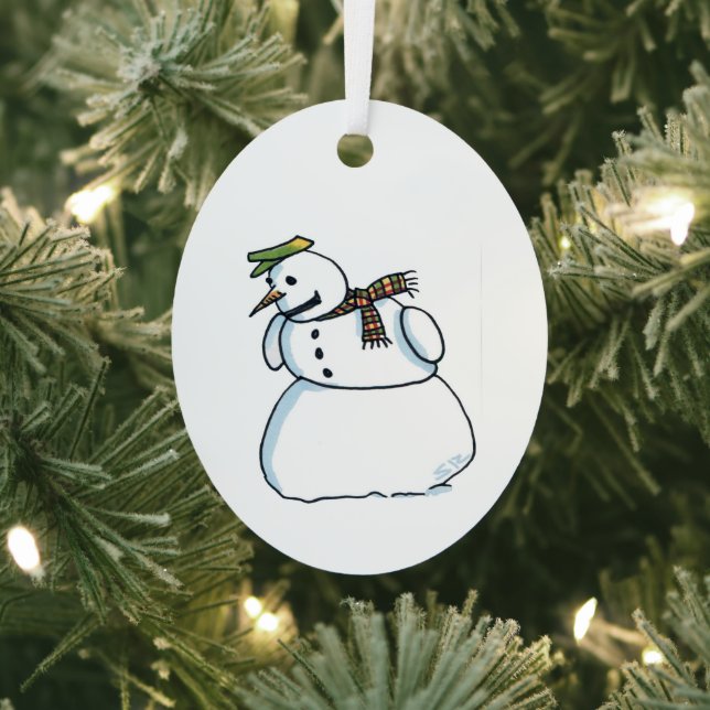 Snowman oval metal ornament (Insitu)