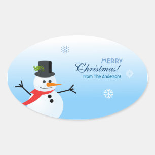 Snowman Oval Sticker