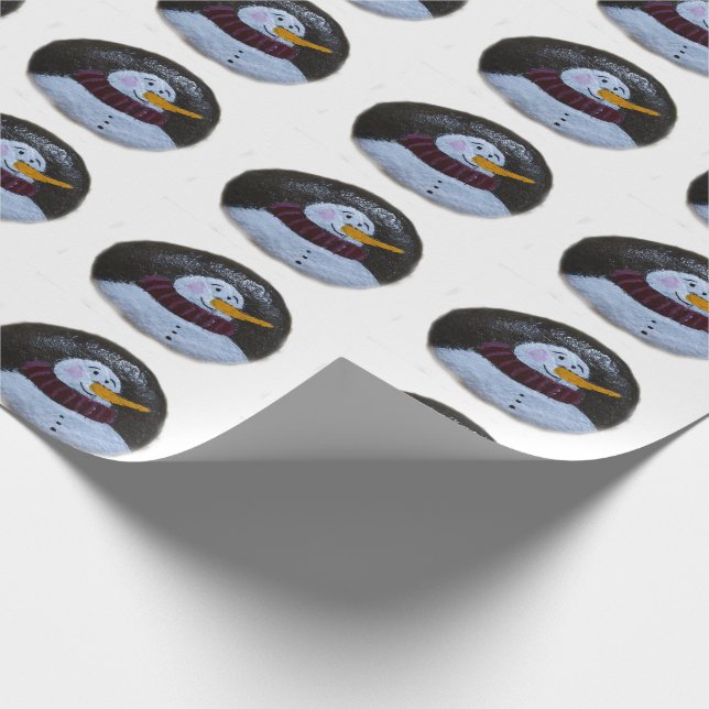 Snowman Painting Matte Wrapping Paper (Corner)