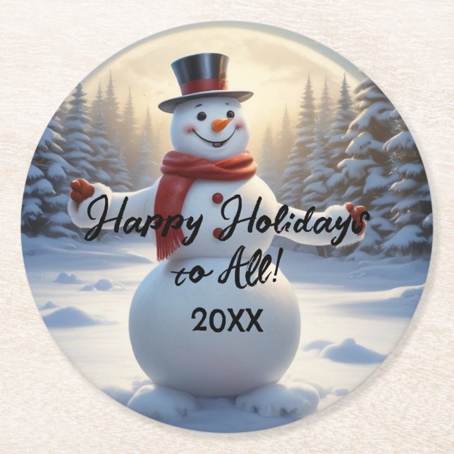 Snowman Paper Coaster HAMbyWG  (Front)