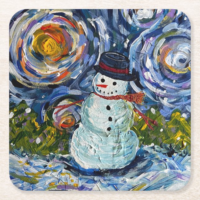 Snowman Paper Coaster Set (Front)