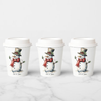 Snowman Paper Cup with Lid