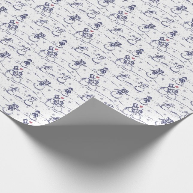 Snowman parade toile - blue wrapping paper (Corner)