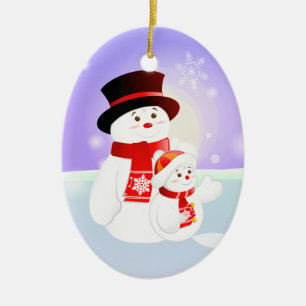 Snowman Parent & Child Ceramic Tree Decoration