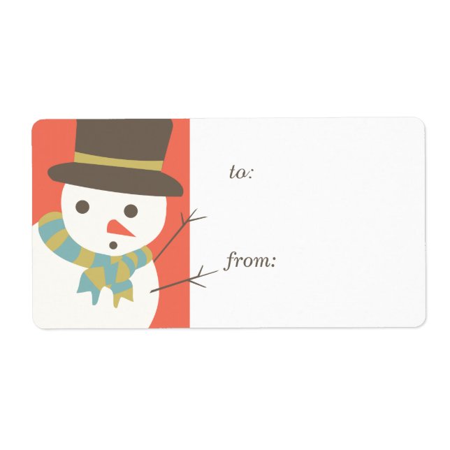 Snowman Party Gift Tag Labels (Front)
