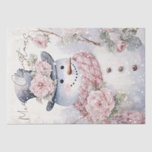 Snowman Pastel Pink Winter Christmas Tissue Paper