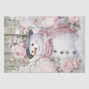 Snowman Pastel Pink Winter Christmas Tissue Paper