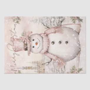 Snowman Pastel Pink Winter Christmas Tissue Paper