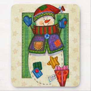 Snowman Patches Mouse Mat