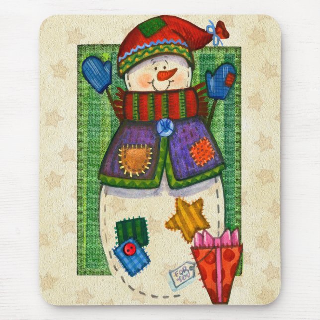 Snowman Patches Mouse Mat (Front)