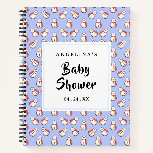 Snowman Pattern Baby Shower Gift List Notebook (Front)