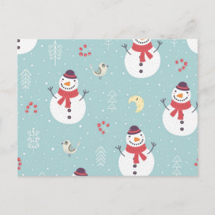 Snowman pattern postcard