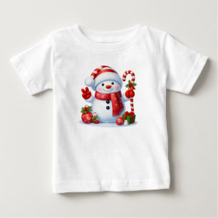 Snowman Peace Sign Christmas Baby T-Shirt