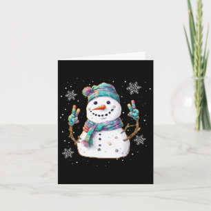 Snowman Peace Sign Christmas Snow Frosty Winter Xm Card