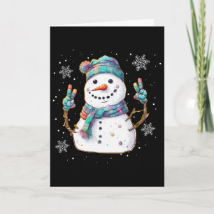 Snowman Peace Sign Christmas Snow Frosty Winter Xm Card
