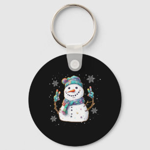 Snowman Peace Sign Christmas Snow Frosty Winter Xm Key Ring