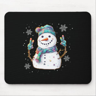 Snowman Peace Sign Christmas Snow Frosty Winter Xm Mouse Mat