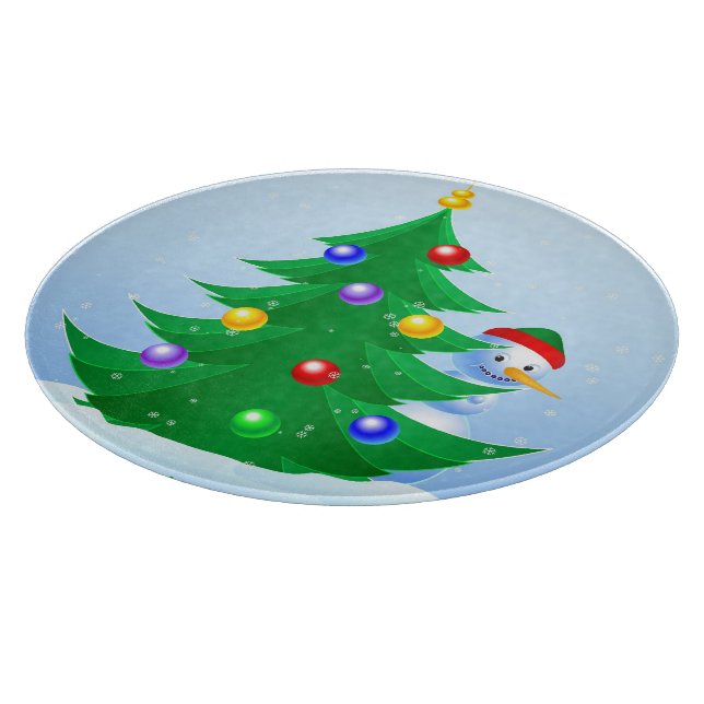 Snowman Peeking Cutting Board (Corner)