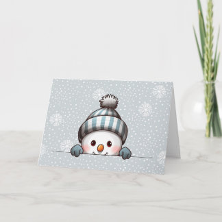 Snowman Peeking Personalized Christmas Card