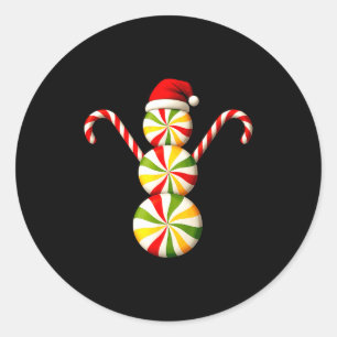 Snowman Peppermint Candies Merry Christmas Pajamas Classic Round Sticker