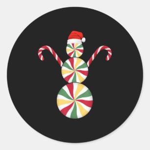 Snowman Peppermint Candies Merry Christmas Pajamas Classic Round Sticker