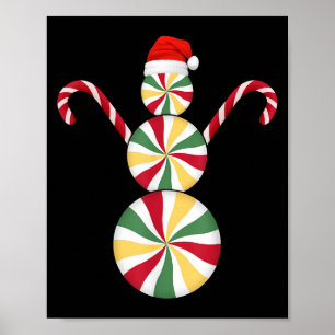 Snowman Peppermint Candies Merry Christmas Pajamas Poster