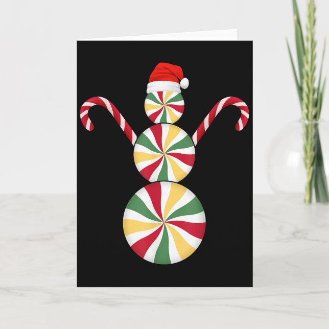 Snowman Peppermint Candies Merry Christmas Pyjamas Card (Front)
