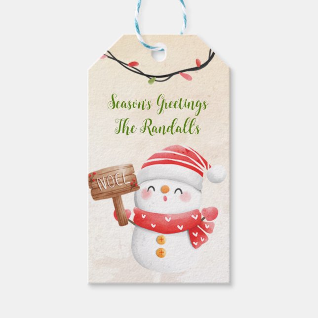 Snowman Personalise  Gift Tags (Front)