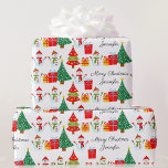 Snowman Personalise Name Classic Christmas Wrapping Paper<br><div class="desc">Snowman Personalise Name Classic Christmas Wrapping Paper</div>